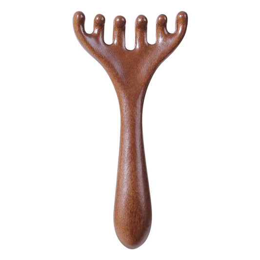 Six-Claw Head Meridian Massage Comb Natural Sandalwood Acupoint Massage Gua Sha Tool Neck Face Lifting Scraping Massager