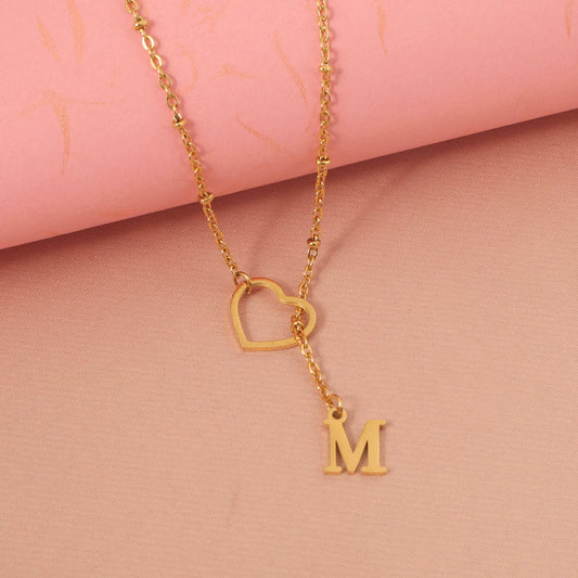 304 Stainless Steel 50Cm Chain 18K Letter A-Z Necklace Jewlery Not Fade Gold Color