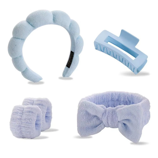 5PCS Spa Headbands and Bracelets, Including Hairpins, Face Wash and Skincare Headbands, Waterproof Makeup Headbands