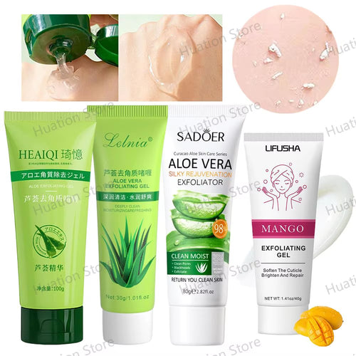 Face Exfoliating Gel Aloe Vera Facial Exfoliating Scrub Cleanses Remove Blackhead Moisturizing Shrink Pores Skin Care 30G-100G