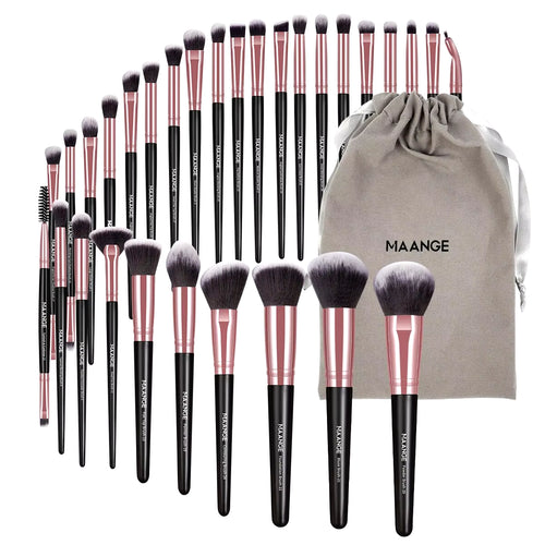30Pcs Professional Makeup Brush Set Foundation Concealers Eye Shadows Powder Blush Blending Brushes Beauty Tools with Bag