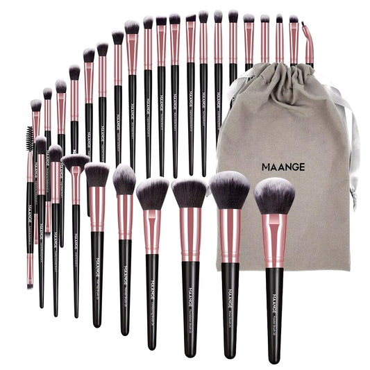 30Pcs Professional Makeup Brush Set Foundation Concealers Eye Shadows Powder Blush Blending Brushes Beauty Tools with Bag