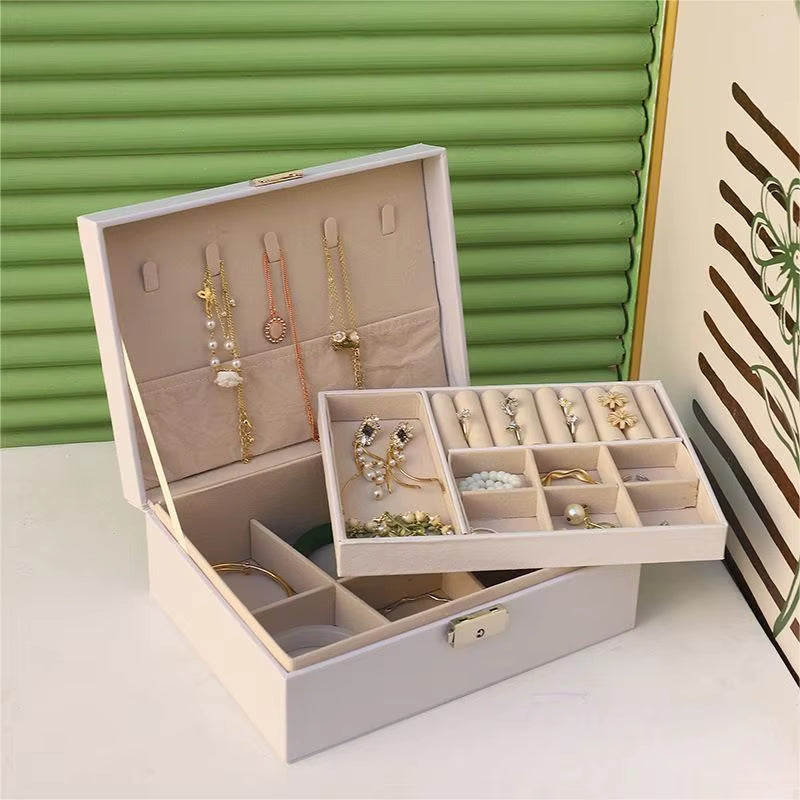 Double-Layer Jewelry Storage Box Portable Travel Jewelry Holder Organizer Storage Ring Necklace Jewellery Jewlery Display