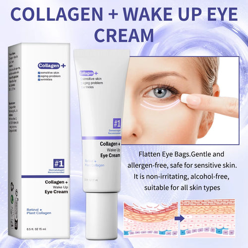 Collagen Retinol Eye Cream Lifting Firming Wake up Cream Removal Puffiness Fine Lines Moisturizer Brighten for Sensitive Skin