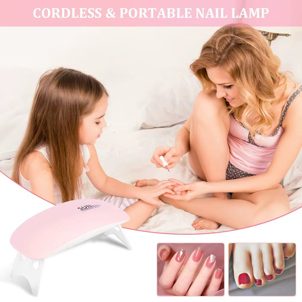 6 LED Mini Mouse Gel Nails 6W Polish Drying Lamp Portable UV Manicure Lamp Home USB Nail Phototherapy Machine Quick-Drying Lamp