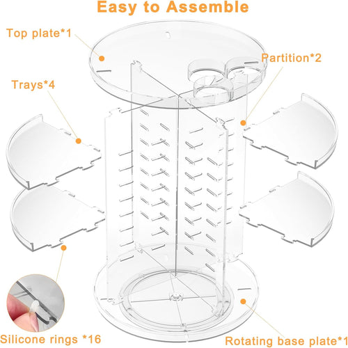 Rotating Makeup Organizer, DIY 8 Adjustable Layers Spinning Skincare Organizer, Cosmetic Display Case with Brush Holder Perfume Tray, Multi-Function Storage Carousel for Vanity Bathroom Countertop