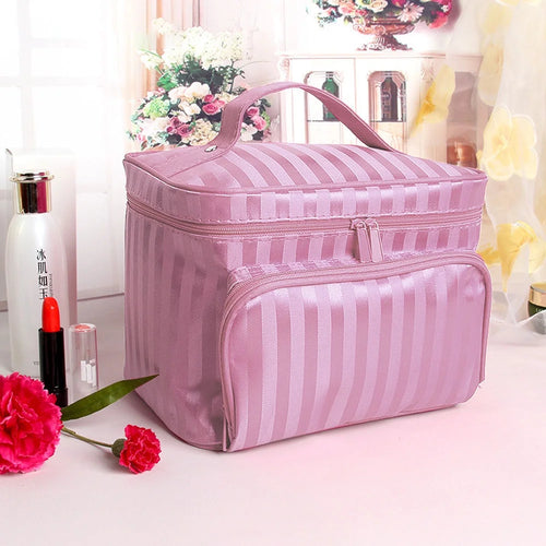 Makeup Bag Travel Cases Cosmetic Bag with Handle for Women Men Travel Organizers Pink