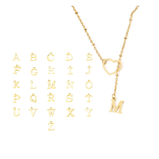 304 Stainless Steel 50Cm Chain 18K Letter A-Z Necklace Jewlery Not Fade Gold Color