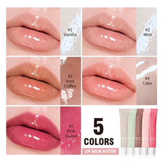 Summer Lip Balm Butter Moisturizing Mirror Lip Gloss Lip Vanilla Pink Sugar Coffee Cake Smell Lipstick Transparent Oil Makeup