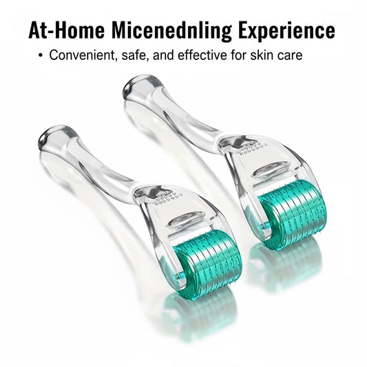2Pcs Titanium Alloy Derma Roller, 0.25Mm Needle Length, Stainless Steel & Plastic, Manual Use for Skin, Beard, and Hair Care