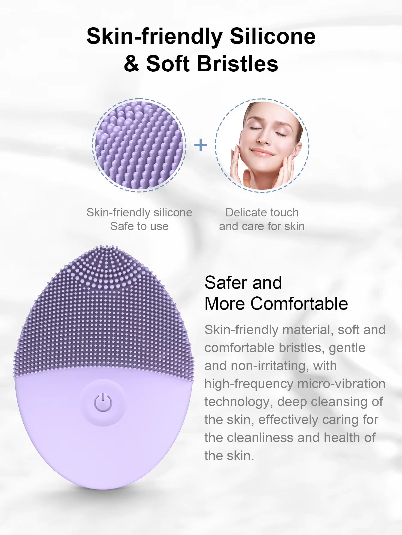 Electric Facial Cleanser Facial Cleansing Brush Deep Pore Cleaning Silicone Beauty Facial Sound Wave Vibration Massage