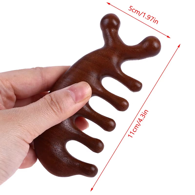 Body Meridian Massage Comb Sandalwood Five Wide Tooth Comb Acupuncture Therapy Blood Circulation Anti-Static Smooth Hair