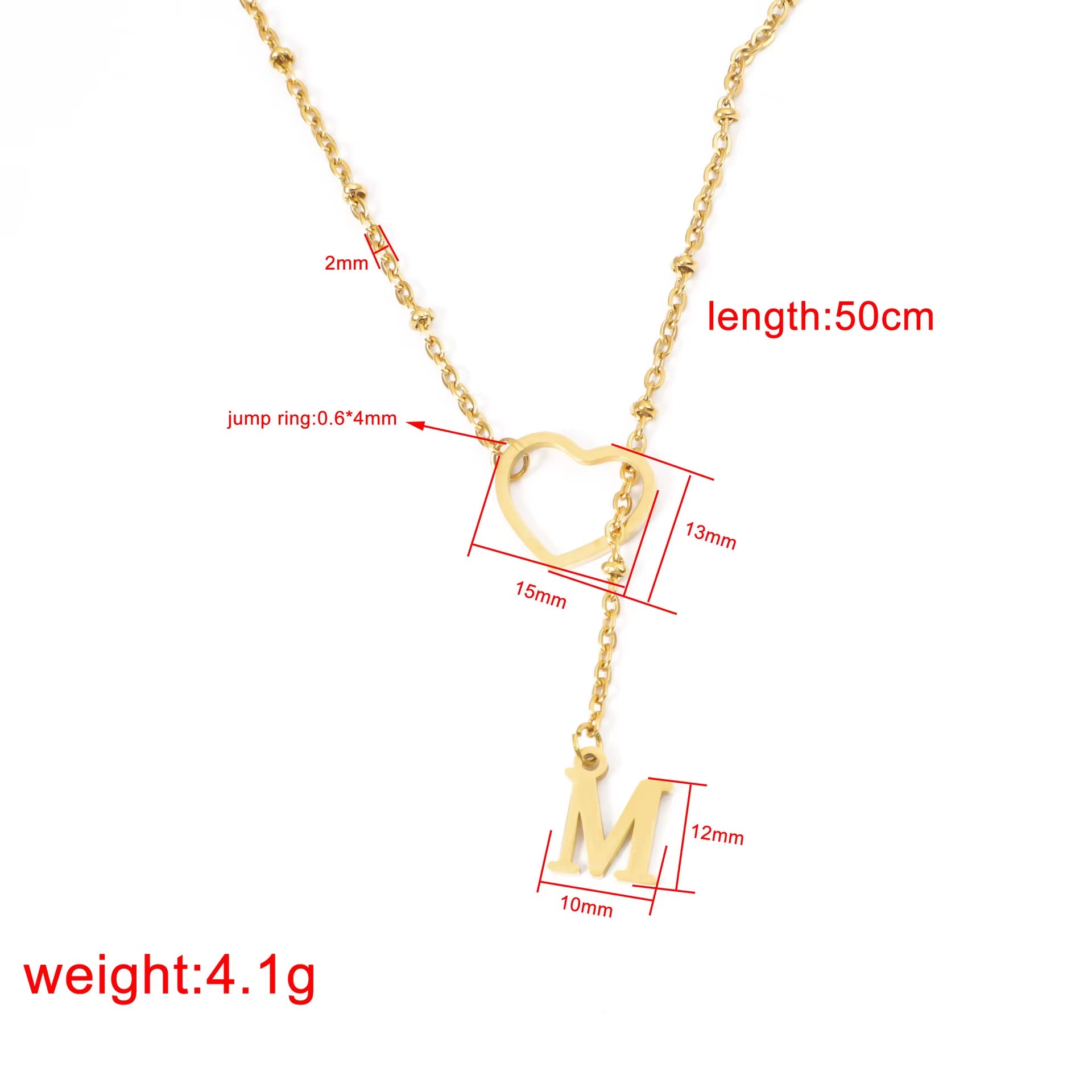 304 Stainless Steel 50Cm Chain 18K Letter A-Z Necklace Jewlery Not Fade Gold Color
