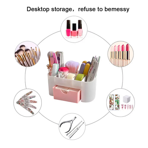 Nail Art Plastic Organizer Container Gel Polish Remover Cleaning Cotton Pad Swab Box Storage Case Accessories Tool Clean Desktop