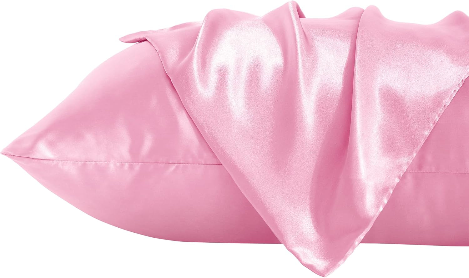 2 Pack Queen Silk Satin Pillowcases for Hair and Skin, Silky Soft and Luxurious Bedding Pillow Cases with Envelope Closure, 20X30 Inches, Pink