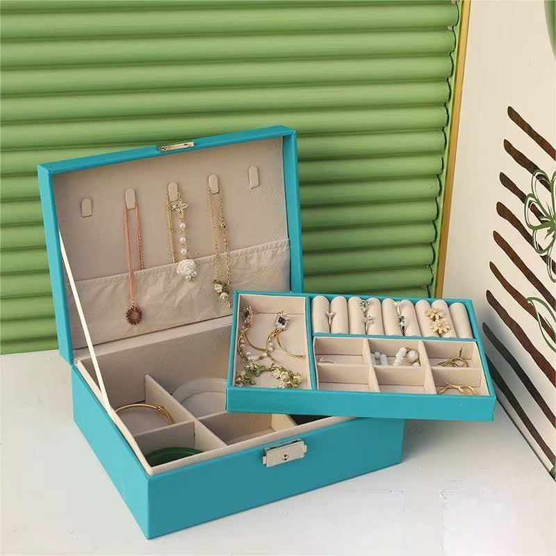Double-Layer Jewelry Storage Box Portable Travel Jewelry Holder Organizer Storage Ring Necklace Jewellery Jewlery Display