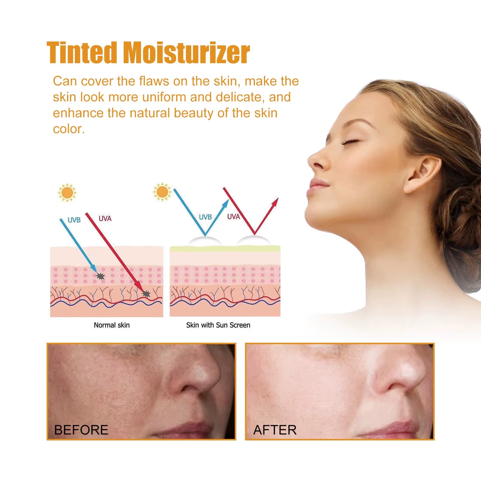 All in One Spf50 Sunscreen Brightening Foundation Cream Cover anti UV Face Moisturizer Isolation Bleaching Sunscreen Lotion 50Ml