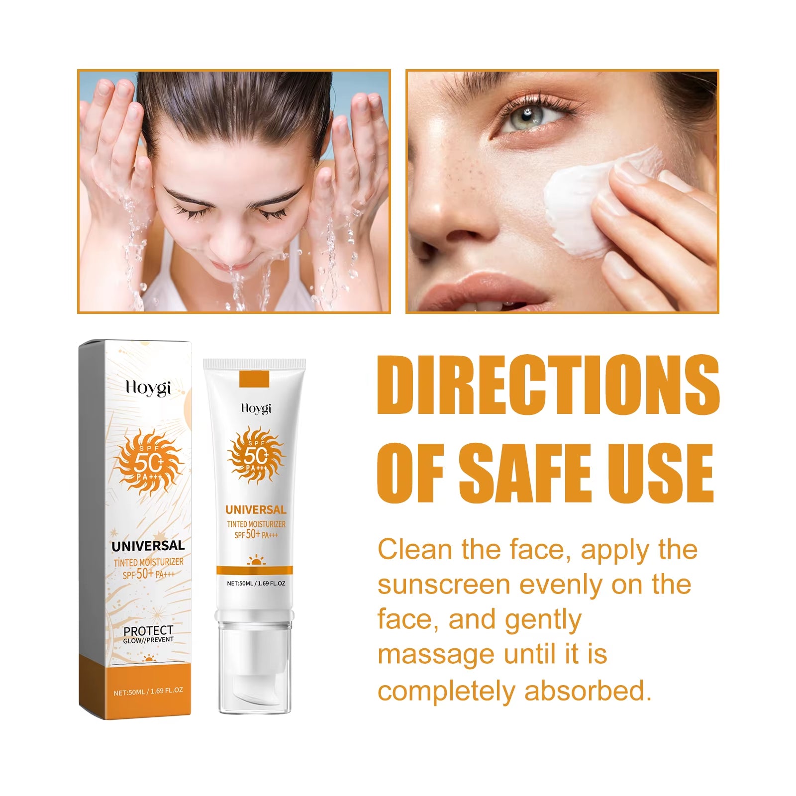 All in One Spf50 Sunscreen Brightening Foundation Cream Cover anti UV Face Moisturizer Isolation Bleaching Sunscreen Lotion 50Ml