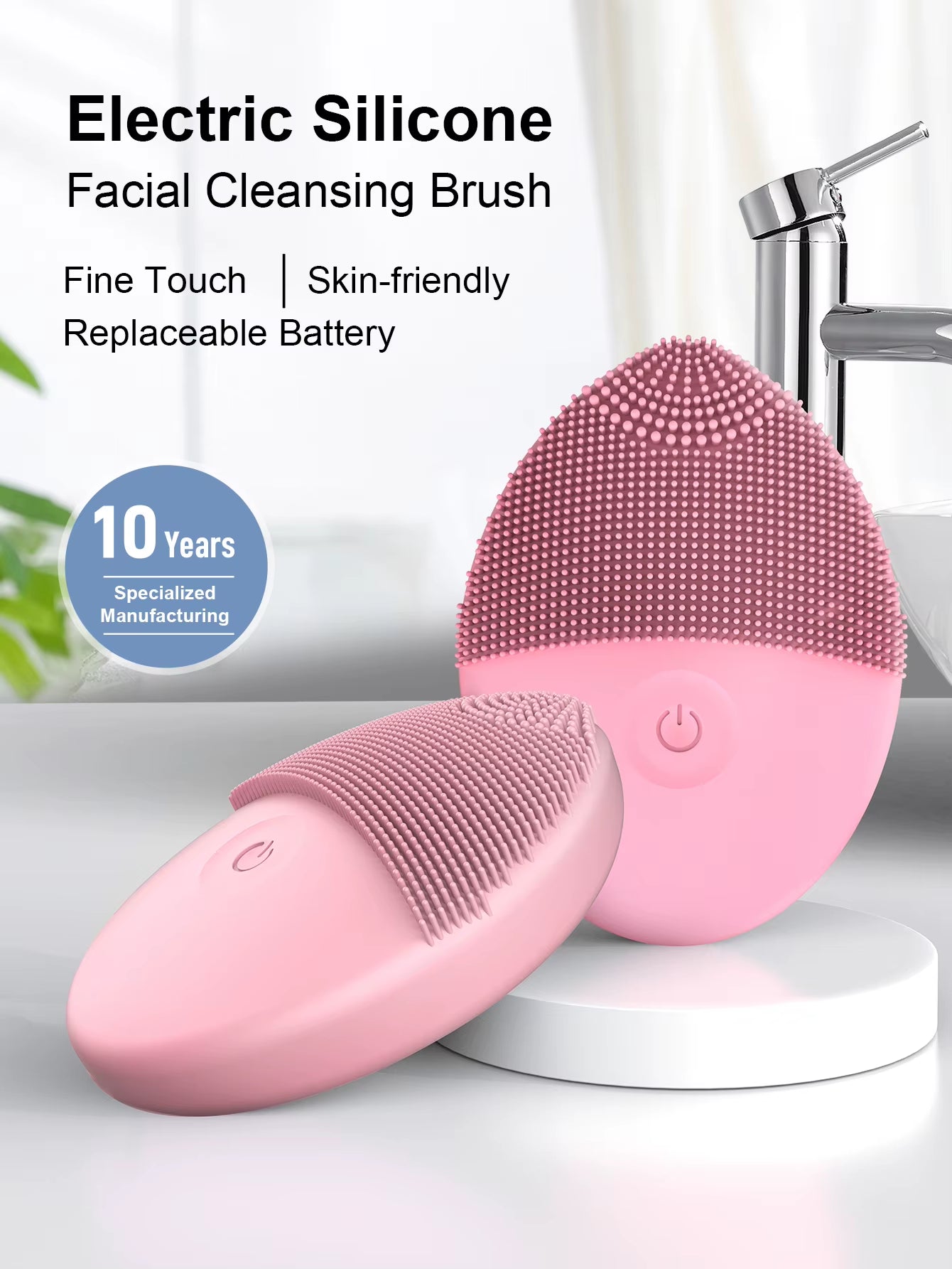 Electric Facial Cleanser Facial Cleansing Brush Deep Pore Cleaning Silicone Beauty Facial Sound Wave Vibration Massage