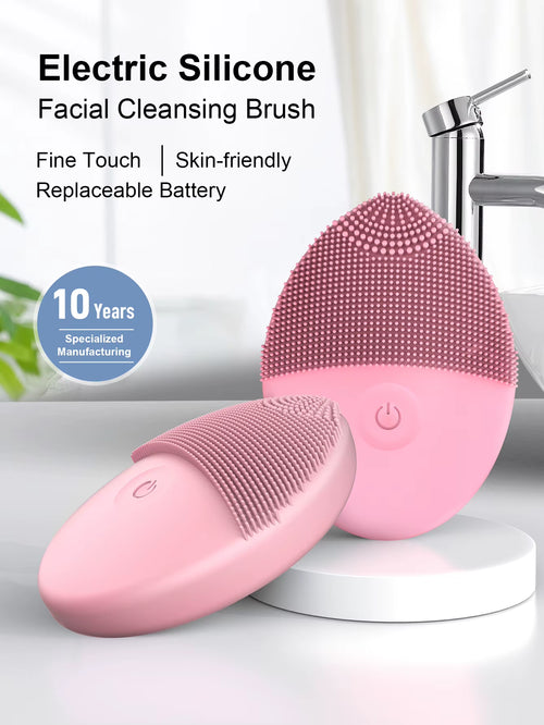 Electric Facial Cleanser Facial Cleansing Brush Deep Pore Cleaning Silicone Beauty Facial Sound Wave Vibration Massage
