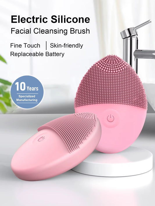 Electric Facial Cleanser Facial Cleansing Brush Deep Pore Cleaning Silicone Beauty Facial Sound Wave Vibration Massage