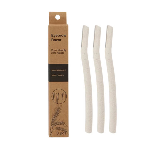 3 Pcs/Box Wheat Straw Face Eyebrow Razor for Women,Facial Dermaplane Razor,Biodegradable Dermaplaning Tool with Precision Cover