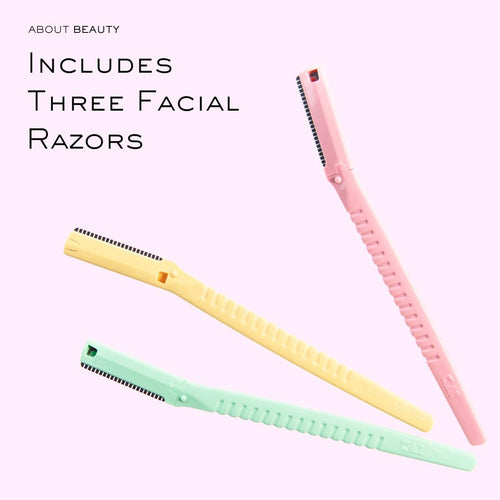 Face N Brow - 3 Beauty Groomers for Hair Removal, Ideal for Shaving, Exfoliating, Dermaplaning and Brow Shaping, Japanese Steel Gently Removes Facial Hair