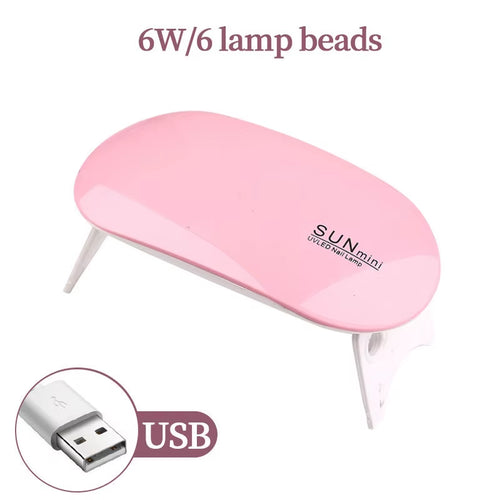 6 LED Mini Mouse Gel Nails 6W Polish Drying Lamp Portable UV Manicure Lamp Home USB Nail Phototherapy Machine Quick-Drying Lamp