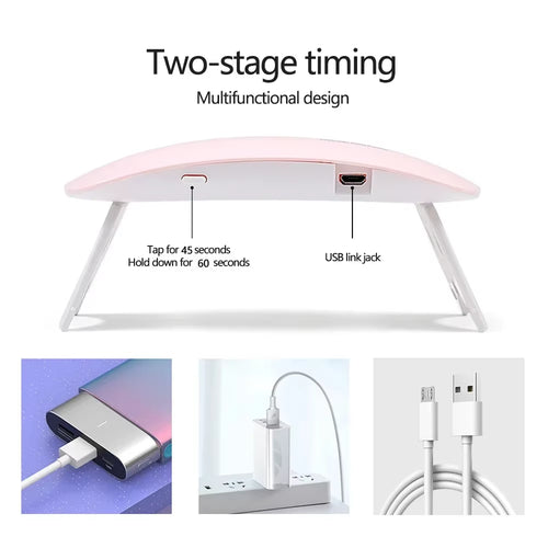 6 LED Mini Mouse Gel Nails 6W Polish Drying Lamp Portable UV Manicure Lamp Home USB Nail Phototherapy Machine Quick-Drying Lamp