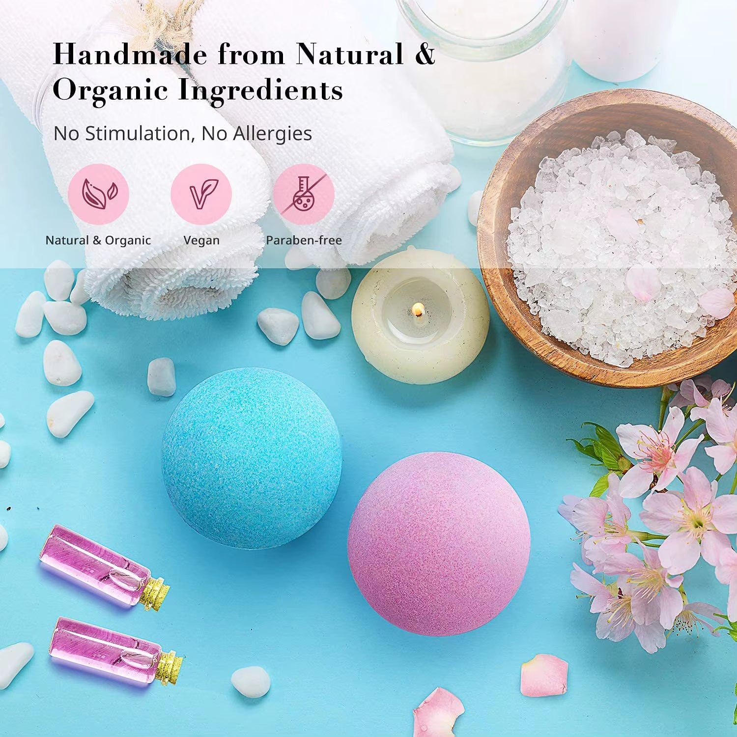 17 Styles Shower Bath Salt Ball Dried Flower Ease Tension Natural Essential Oil Bubble Bouncy Explosion Bath Ball Clean Bathtub