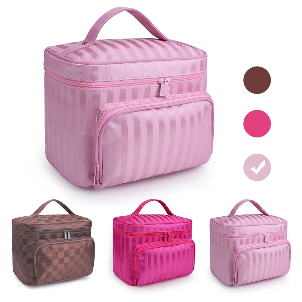 Makeup Bag Travel Cases Cosmetic Bag with Handle for Women Men Travel Organizers Pink
