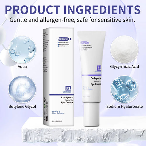 Collagen Retinol Eye Cream Lifting Firming Wake up Cream Removal Puffiness Fine Lines Moisturizer Brighten for Sensitive Skin