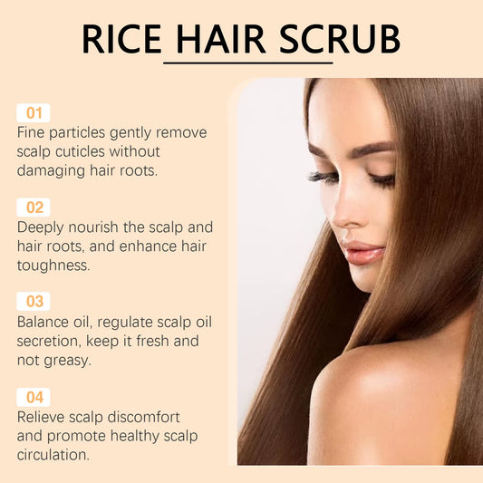 Anti Dandruff Hair Scrub anti Itching Scalp Cleaning Exfoliating Oil Control Repair Hair Roots Follicles Nourishing Rice Shampoo