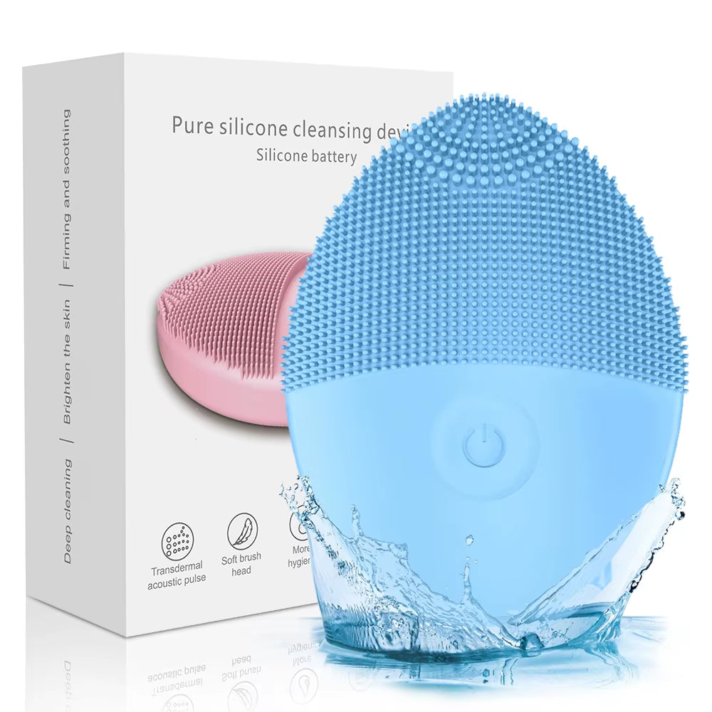 Electric Facial Cleanser Facial Cleansing Brush Deep Pore Cleaning Silicone Beauty Facial Sound Wave Vibration Massage