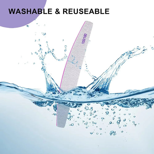 5 PCS Nail File Professional Nail Files Reusable Double Sided Emery Board(100/180 Grit) Nail Styling Tools for Home and Salon