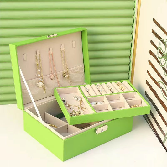 Double-Layer Jewelry Storage Box Portable Travel Jewelry Holder Organizer Storage Ring Necklace Jewellery Jewlery Display