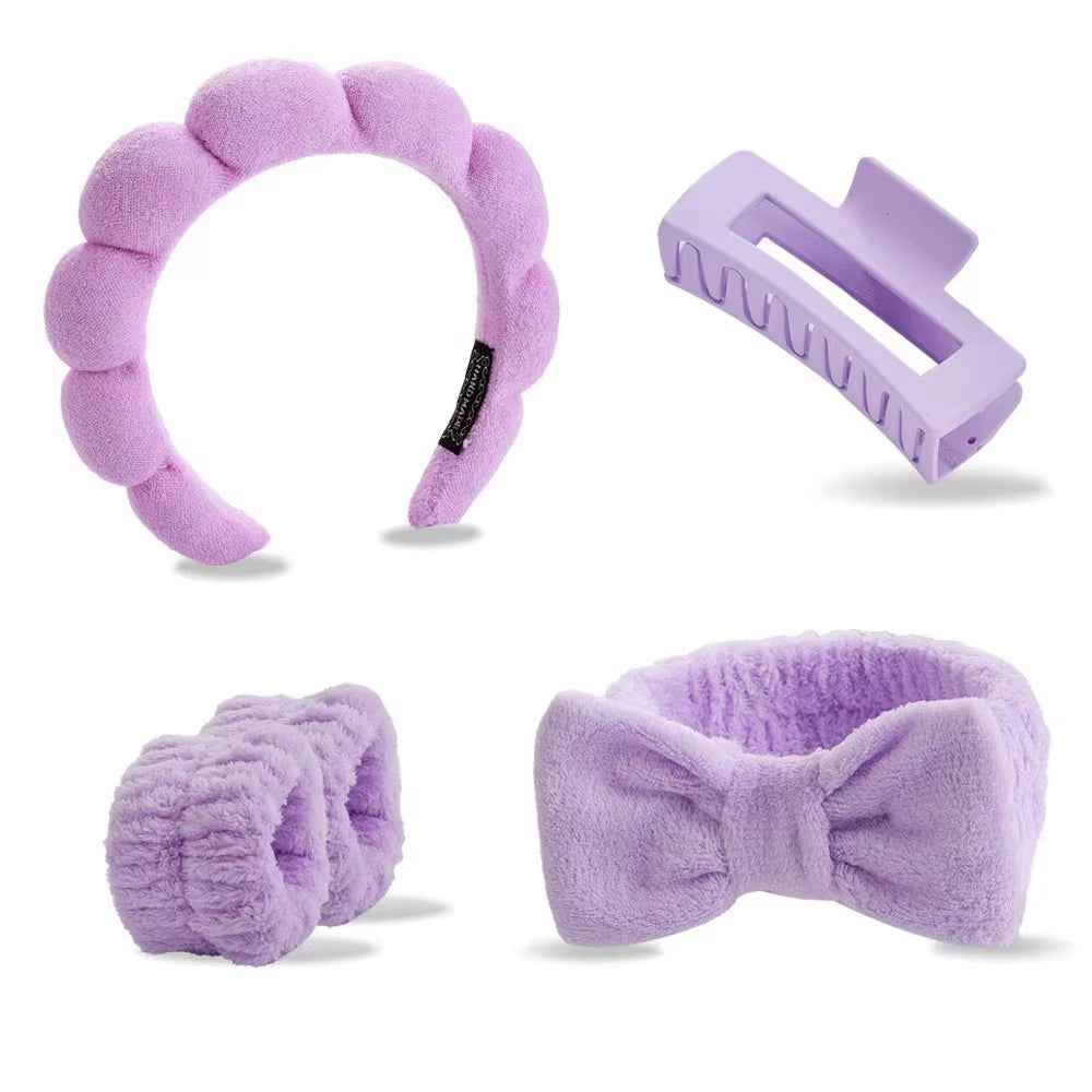 5PCS Spa Headbands and Bracelets, Including Hairpins, Face Wash and Skincare Headbands, Waterproof Makeup Headbands