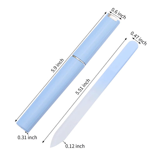 Glass Nail File with Case,Fingernail Files for Natural Nail Double Sided Etched Glass Filer Professional Manicure Nail Tool