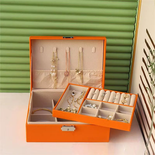 Double-Layer Jewelry Storage Box Portable Travel Jewelry Holder Organizer Storage Ring Necklace Jewellery Jewlery Display