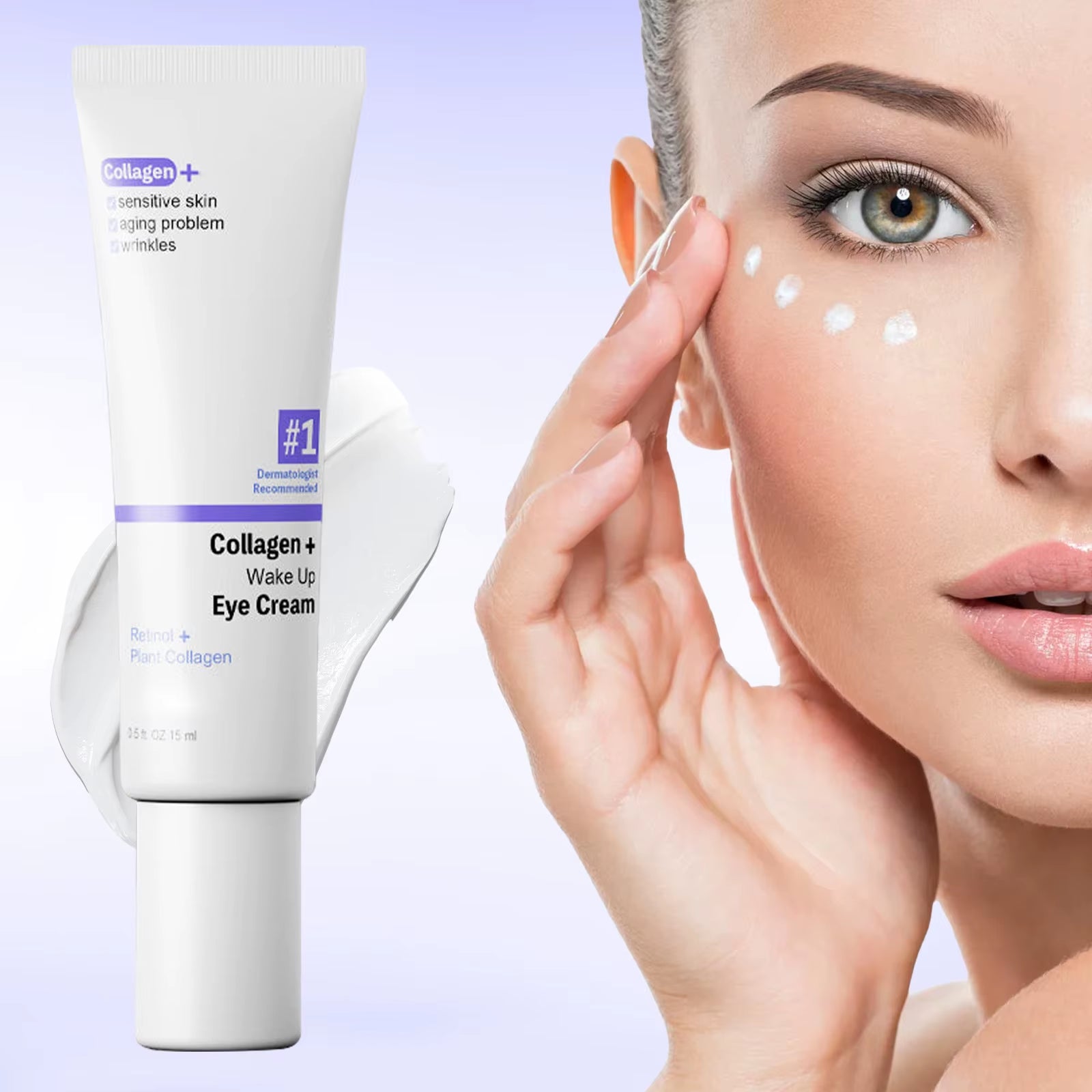 Collagen Retinol Eye Cream Lifting Firming Wake up Cream Removal Puffiness Fine Lines Moisturizer Brighten for Sensitive Skin
