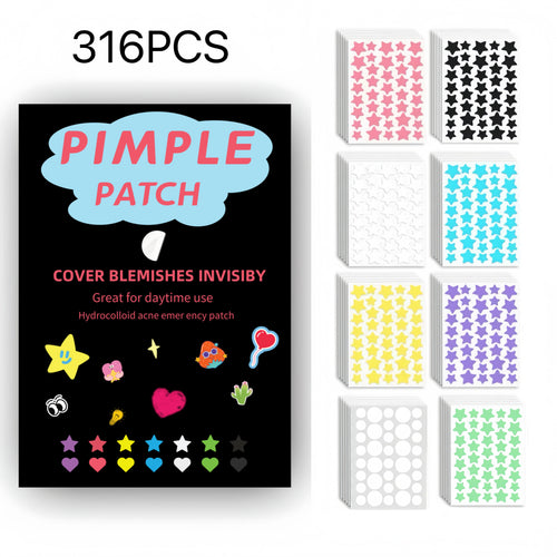 316CS Circle&Star Shape Pimple Patch Acne Cute Colourful Invisible ,Suitable for Different , Invisible Patch.