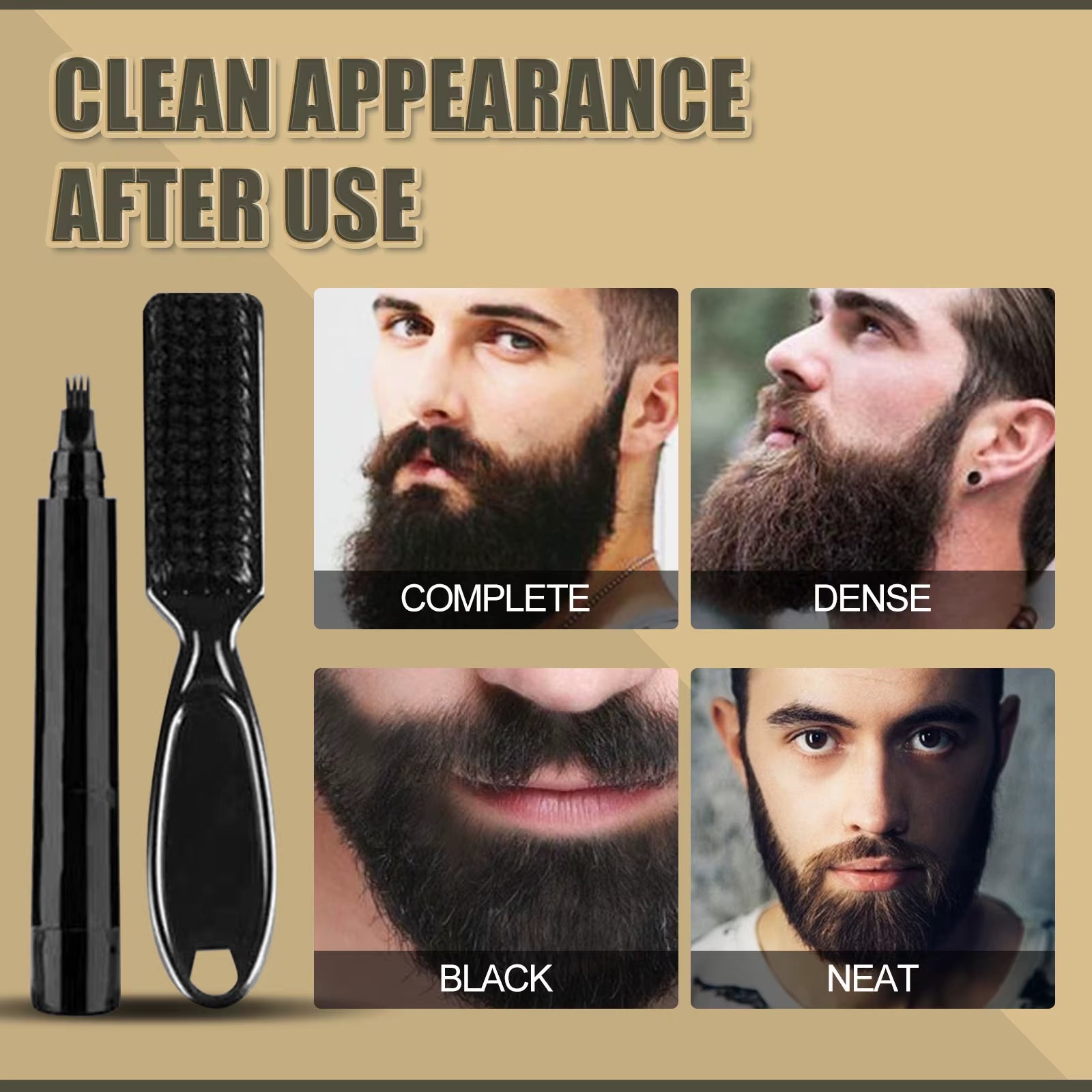Beard Filler Pen Waterproof Pen Kit Beard Shaping Lasting Repair Moustache Coloring Black Brown Hair Repair Beard Enhancer Pen