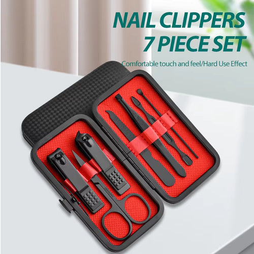 Aliexpress Cross-Border Explosions Source Black King Kong Nail Clipper Suit 7-Piece Nail Clipper Beauty Pedicure Nail Clipper Se