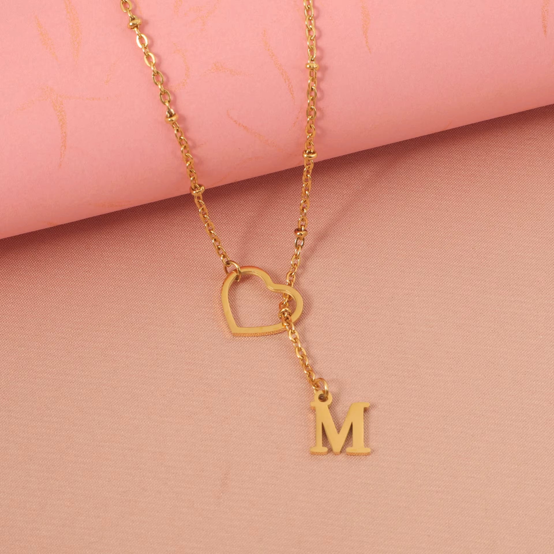 304 Stainless Steel 50Cm Chain 18K Letter A-Z Necklace Jewlery Not Fade Gold Color