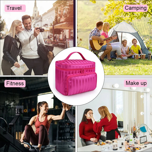 Makeup Bag Travel Cases Cosmetic Bag with Handle for Women Men Travel Organizers Pink
