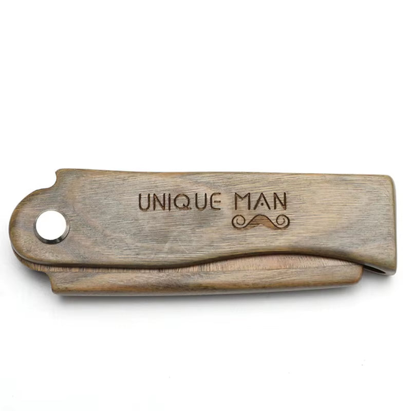 Folding Wooden Beard Comb for Men Portable Waves Brush Natural Sandalwood anti Static Beard Comb Mustache Shaping Hair Brush Men