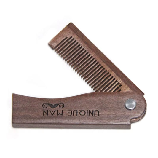 Folding Wooden Beard Comb for Men Portable Waves Brush Natural Sandalwood anti Static Beard Comb Mustache Shaping Hair Brush Men