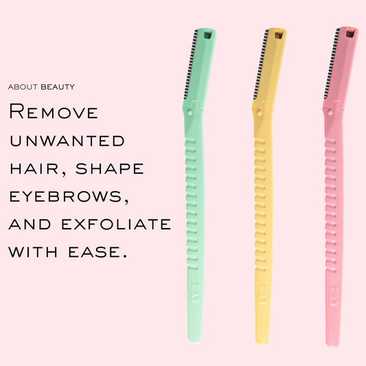 Face N Brow - 3 Beauty Groomers for Hair Removal, Ideal for Shaving, Exfoliating, Dermaplaning and Brow Shaping, Japanese Steel Gently Removes Facial Hair