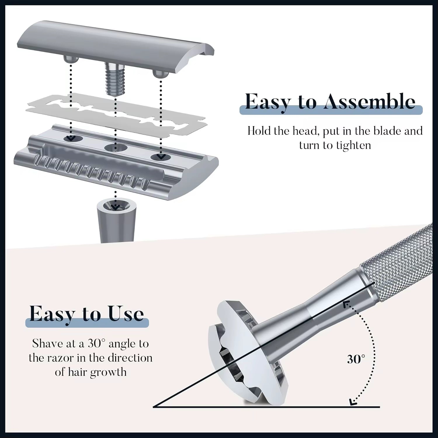 Double Edge Safety Razor for Men & Women, Metal Razor with 10 Platinum Coated Safety Razor Blades, Eco-Friendly Razor