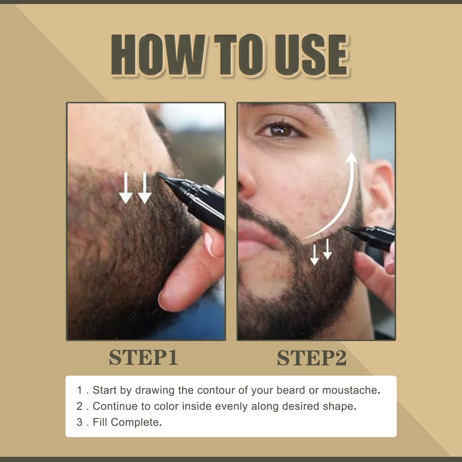 Beard Filler Pen Waterproof Pen Kit Beard Shaping Lasting Repair Moustache Coloring Black Brown Hair Repair Beard Enhancer Pen